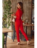 Women\'s jumpsuit with a collar, red FK598 - Online store - Boutique